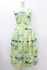 Jane Marple / Jolies broderies square dress  citron green H-25-10-04-1028-JM-OP-KB-ZH