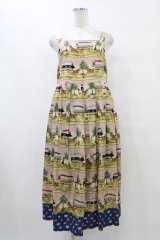 Jane Marple / Board gameストラップドレス  ピンク×ライトネイビー H-25-10-04-1029-JM-OP-KB-ZH