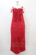 Jane Marple / Frill-trim denim salopette skirt M レッド H-25-10-04-1030-JM-SK-KB-ZH