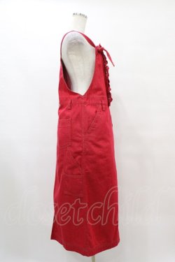 画像3: Jane Marple / Frill-trim denim salopette skirt M レッド H-25-10-04-1030-JM-SK-KB-ZH