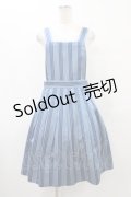 Jane Marple / Dot Stripe Jacquardのサロペットスカート  ブルー H-25-10-04-1037-JM-OP-KB-ZH