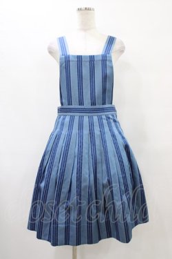 画像1: Jane Marple / Dot Stripe Jacquardのサロペットスカート  ブルー H-25-10-04-1037-JM-OP-KB-ZH
