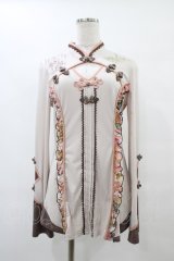 Ozz oneste / チャイナボタンチュニックトップス  ベージュ H-25-10-04-1006-OO-TO-KB-ZH