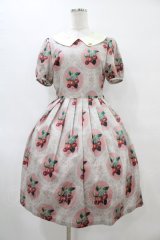 Leur Getter / Cherry Lace袖付ワンピース M ピンク H-25-10-04-1013-LU-OP-KB-ZT091