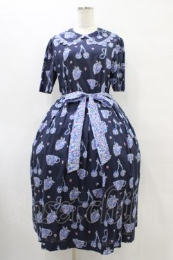画像1: Jane Marple / Bonjour Millefleursのコレットドレス  ネイビー H-25-10-04-1021-JM-OP-KB-ZH