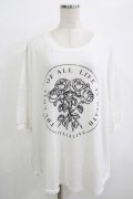 HELL CAT PUNKS / ローズプリントメッシュ切替カットソー  白 H-25-10-04-055-PU-TO-KB-ZH