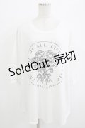 HELL CAT PUNKS / ローズプリントメッシュ切替カットソー  白 H-25-10-04-055-PU-TO-KB-ZT494