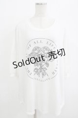 HELL CAT PUNKS / ローズプリントメッシュ切替カットソー  白 H-25-10-04-055-PU-TO-KB-ZT494