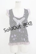 h.Jelly HONEY / 蝶レースノースリーブカットソー  黒 H-25-10-04-059-HN-TO-KB-ZH