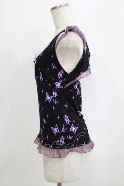 画像2: h.Jelly HONEY / 蝶レースノースリーブカットソー  黒 H-25-10-04-059-HN-TO-KB-ZH
