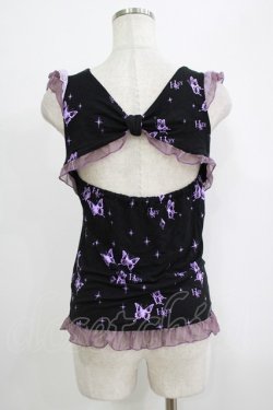 画像3: h.Jelly HONEY / 蝶レースノースリーブカットソー  黒 H-25-10-04-059-HN-TO-KB-ZH