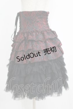 画像2: BPN / チュールフリルジャガードスカート  黒×赤 H-25-10-04-016-GO-SK-KB-ZH