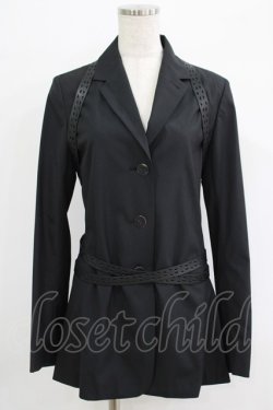 画像1: Jean Paul GAULTIER / レザーベルト付シャツジャケット FEMME/40 ブラック H-25-10-04-020-GO-JA-KB-ZH