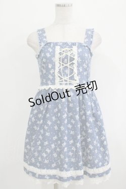 画像1: Ank Rouge / レースアップジャンパースカート M ブルー H-25-10-05-029-CA-OP-NS-ZH