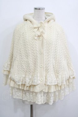 画像1: PINK HOUSE / レース使いリバーシブルニットポンチョ Free オフ H-25-10-05-035-LO-JA-NS-ZH