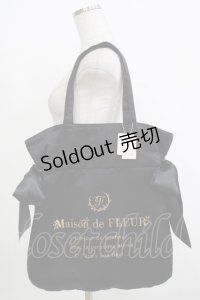 Maison de FLEUR / ラビットチャーム付きダブルリボントートバッグ  ブラック H-25-10-05-045-LO-BG-NS-ZH