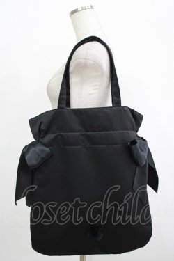 画像2: Maison de FLEUR / ラビットチャーム付きダブルリボントートバッグ  ブラック H-25-10-05-045-LO-BG-NS-ZH