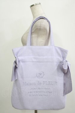 画像1: Maison de FLEUR / キャンバスダブルリボントートバッグ  ラベンダー H-25-10-05-046-LO-BG-NS-ZH