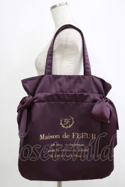 画像1: Maison de FLEUR / ダブルリボントートバッグ  パープル H-25-10-05-048-LO-BG-NS-ZH