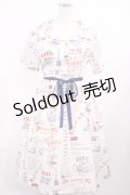 Fi.n.t / マルシェロゴプリント開衿ワンピース Free OFF×BL H-25-10-05-1013-CA-OP-NS-ZH