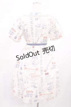 画像2: Fi.n.t / マルシェロゴプリント開衿ワンピース Free OFF×BL H-25-10-05-1013-CA-OP-NS-ZH
