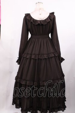 画像2: axes femme kawaii / クラシカルフリルロングワンピ M ブラウン H-25-10-05-1003-AX-OP-NS-ZH