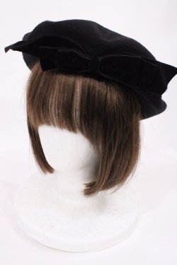 画像1: Maria pipi / ベルベットリボンベレー  ブラック H-25-10-05-1039-EL-AC-NS-ZH