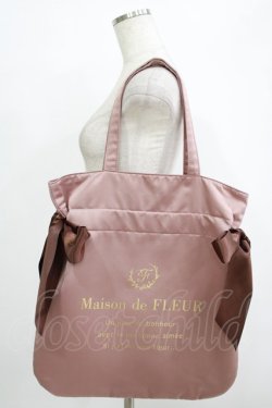画像1: Maison de FLEUR / ダブルリボントートバッグ  ブラウン H-25-10-05-050-LO-BG-NS-ZH