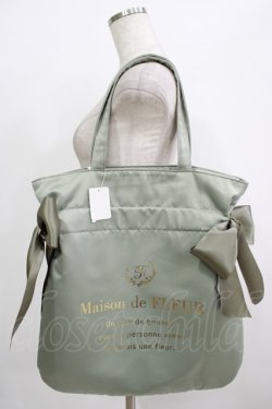 画像1: Maison de FLEUR / ダブルリボントートバッグ  グリーン H-25-10-05-052-LO-BG-NS-ZH