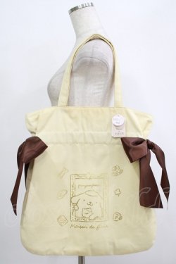 画像1: Maison de FLEUR / ポムポムプリン/ダブルリボントートバッグ  イエロー H-25-10-05-054-LO-BG-NS-ZH