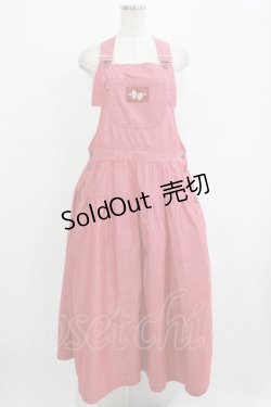 画像1: PINK HOUSE / ワッペンジャンパースカート Free レッド H-25-10-05-011-LO-OP-NS-ZH