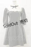 Ank Rouge / ストライプレース切替ワンピース M グレー H-25-10-06-061-CA-OP-NS-ZH