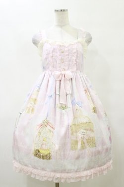 画像1: BABY,THE STARS SHINE BRIGHT / Be My Valentine〜Junoの祝福と鳥たちのAria〜柄フリルジャンパースカート Free ピンク H-25-10-06-077-BA-OP-NS-ZH