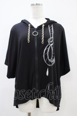 画像1: SEX POT ReVeNGe / チェーンフードZIPパーカー  黒 H-25-10-06-1030-SP-TO-KB-ZH