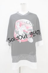 galaxxxy / プリントトップス  黒 H-25-10-06-1032-PU-TO-KB-ZT277