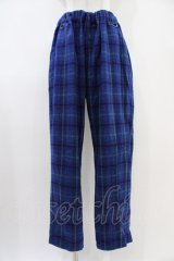 Deorart / ウールツイルチェック柄テーパードパンツ L ブルー H-25-10-06-1006-PU-PA-KB-ZH