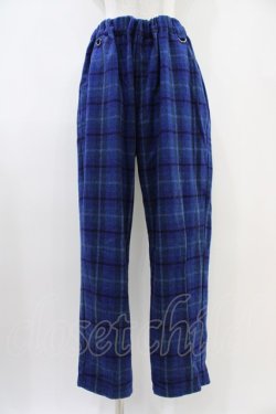 画像1: Deorart / ウールツイルチェック柄テーパードパンツ L ブルー H-25-10-06-1006-PU-PA-KB-ZH