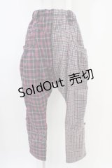 ALGONQUINS / 切替チェックサルエルパンツ  ブラック×ピンク H-25-10-06-1008-AL-PA-KB-ZH