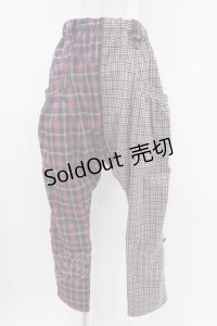 ALGONQUINS / 切替チェックサルエルパンツ  ブラック×ピンク H-25-10-06-1008-AL-PA-KB-ZH