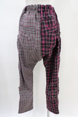 画像2: ALGONQUINS / 切替チェックサルエルパンツ  ブラック×ピンク H-25-10-06-1008-AL-PA-KB-ZH