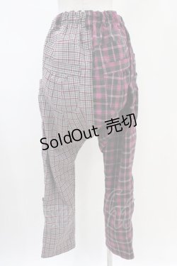 画像2: ALGONQUINS / 切替チェックサルエルパンツ  ブラック×ピンク H-25-10-06-1008-AL-PA-KB-ZH