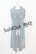 Ozz oneste / 狐面プリント刺繍スリットチュニック  グリーン H-25-10-06-1014-OO-TO-KB-ZH