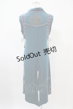 画像2: Ozz oneste / 狐面プリント刺繍スリットチュニック  グリーン H-25-10-06-1014-OO-TO-KB-ZH