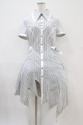 Ozz Croce / 刺繍ストライプシャツワンピース  白 H-25-10-06-1017-OO-OP-KB-ZH