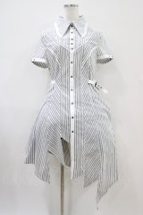 Ozz Croce / 刺繍ストライプシャツワンピース  白 H-25-10-06-1017-OO-OP-KB-ZT121