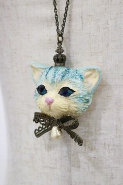 画像1: シャロットの乙女 / ねこネックレス  ブルー H-25-10-06-028-LO-AC-NS-ZH