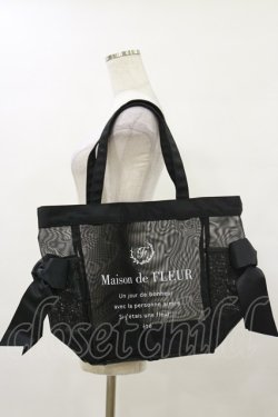 画像1: Maison de FLEUR / ロゴプリントメッシュMトートバッグ  ブラック H-25-10-06-035-LO-BG-NS-ZH