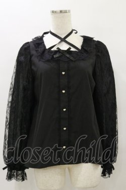 画像1: Lovely Tency / 眞白ありすコラボ/レーススリーブブラウス M ブラック H-25-10-06-041-LO-BL-NS-ZH