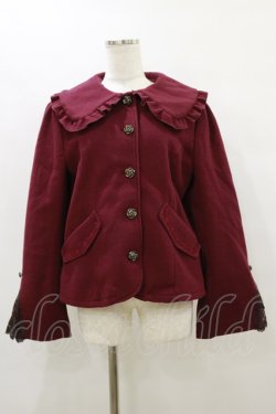 画像1: axes femme / ファー襟付編上ショートコート M ボルドー H-25-10-07-048-AX-CO-NS-ZH