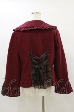 画像2: axes femme / ファー襟付編上ショートコート M ボルドー H-25-10-07-048-AX-CO-NS-ZH